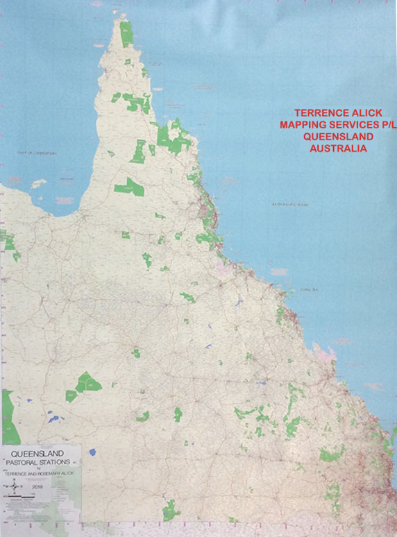 2018 VINYL Wall Map of QUEENSLAND from Alick maps